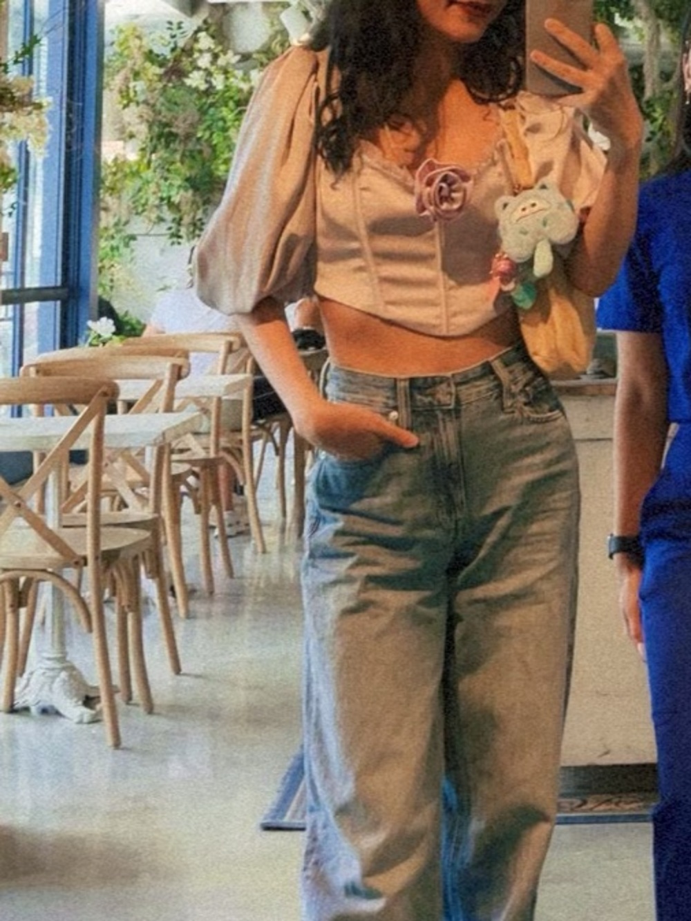 SAMPLE For Love and Lemons Corset Top Lilac Gray Satin Short Puff Sleeve size S - Picture 2 of 12
